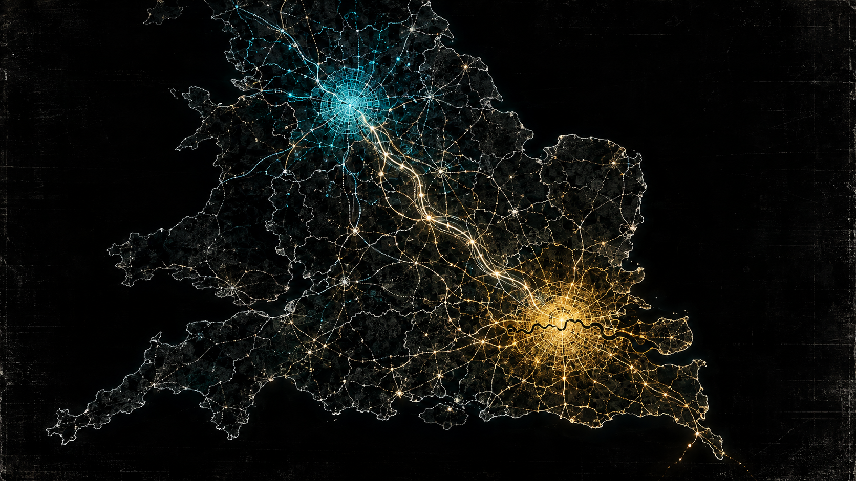 Strategic network map connecting Nottingham and London across England