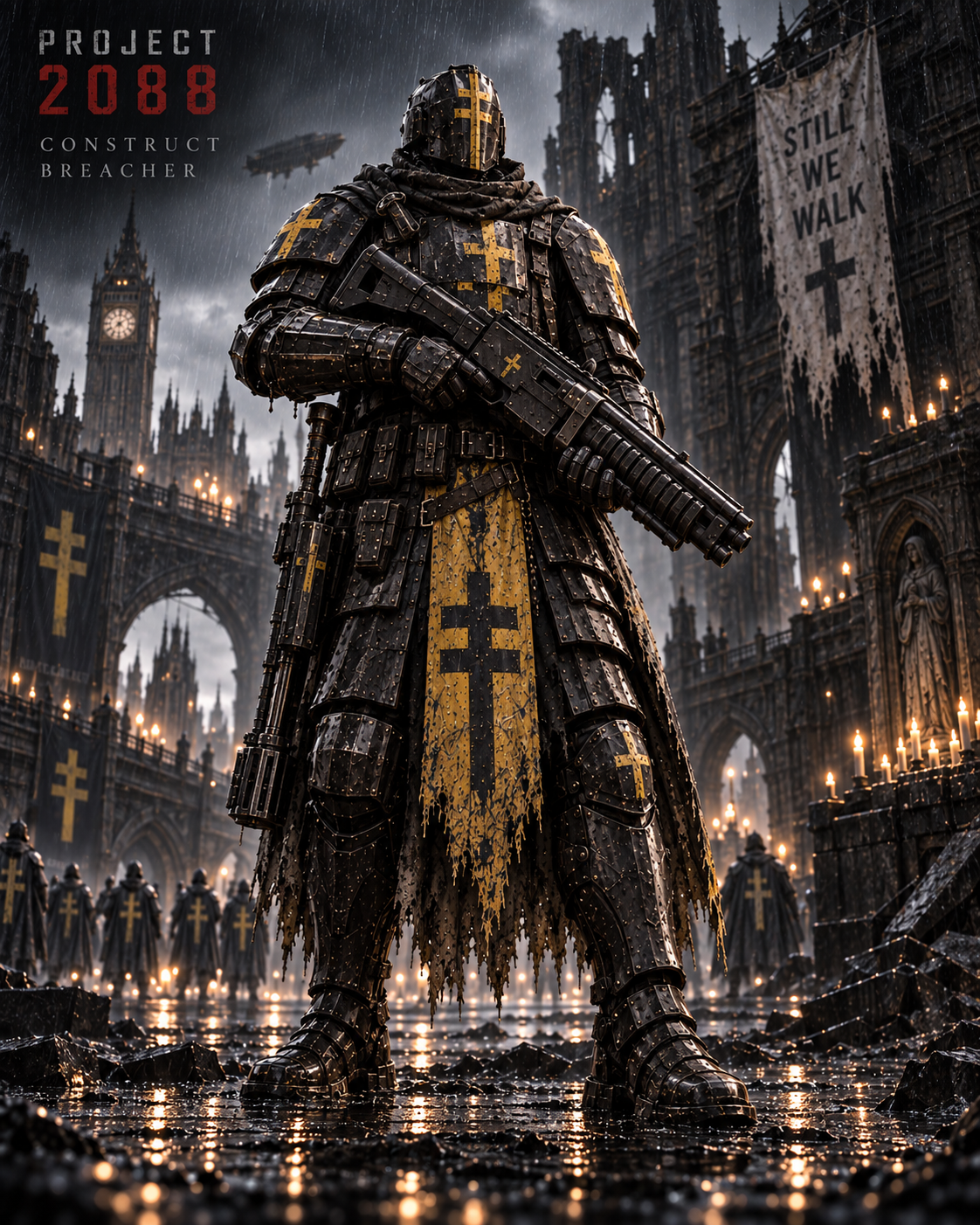 Construct Breacher Knight in hazard-yellow Double Cross armour