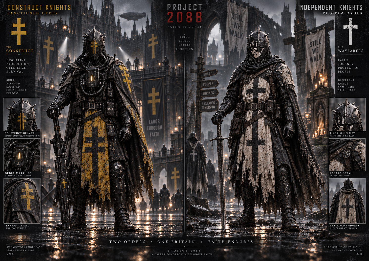 The original Knight Order divided between Construct yellow and Pilgrim white